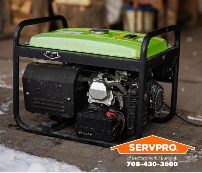 A backup generator gives power to a building during a power outage. 